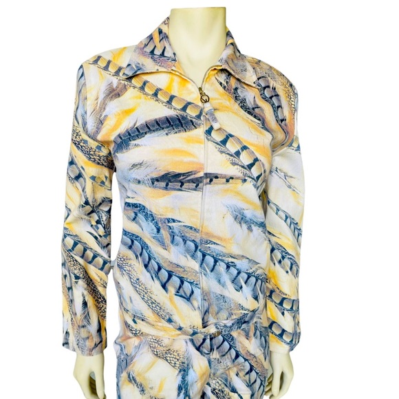 St. John Sport Womens Feather Print Twill Zip Jacket And Pants Set. - Picture 3 of 13